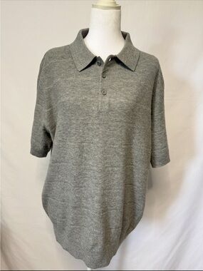 Free Assembly Textured Tonal Stripe Knit Polo Shirt Sweater 3XL NWT Gray